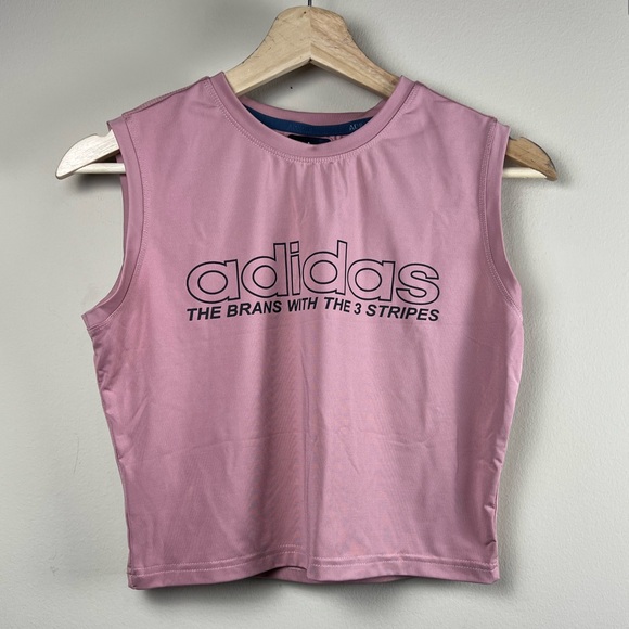 Adidas Rose Pink Sleeveless Crop Tank Top Size M - Picture 2 of 6